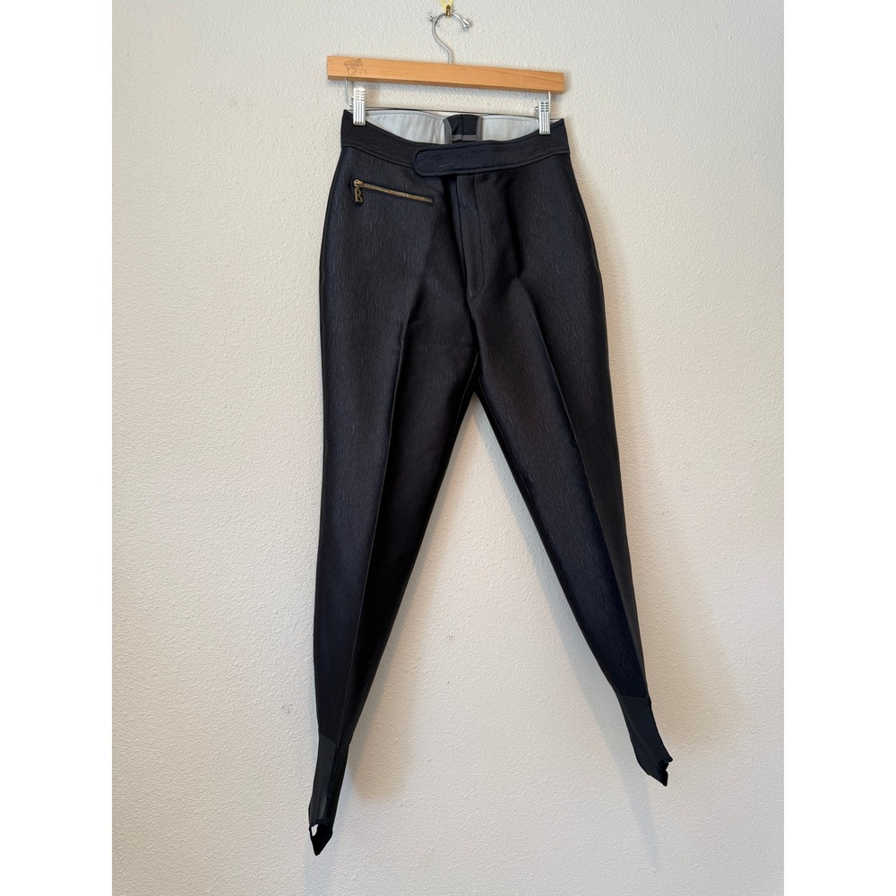 Bogner Vintage Black Textured Stirrup Ski Pants Womens Size 12L Made in USA
